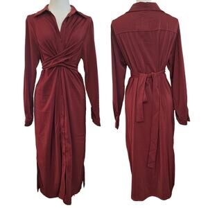 Women's Burgandy Maxi Shirt Wrap dress Sz. S/M